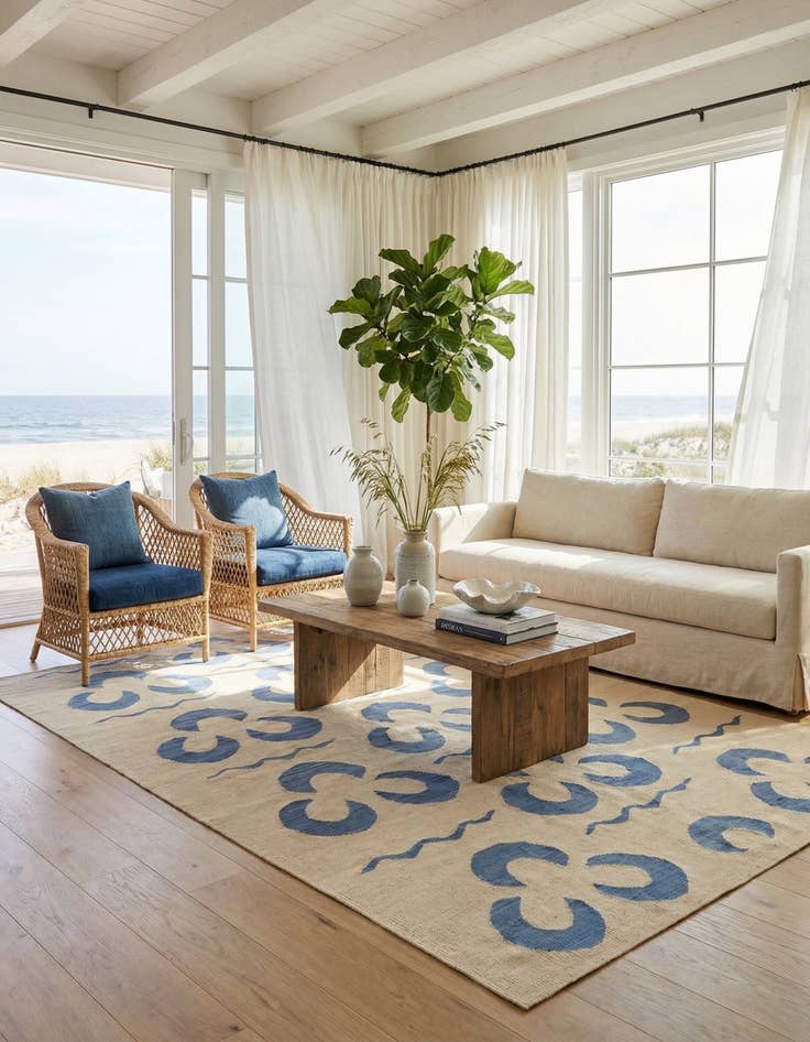 Detail image of 4' 9 x 6' 7  Hand Woven Kilim Modern Wool Rug