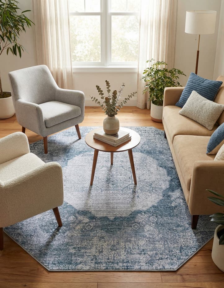 5' 3 x 5' 3 Washable Yara Octagon Rug