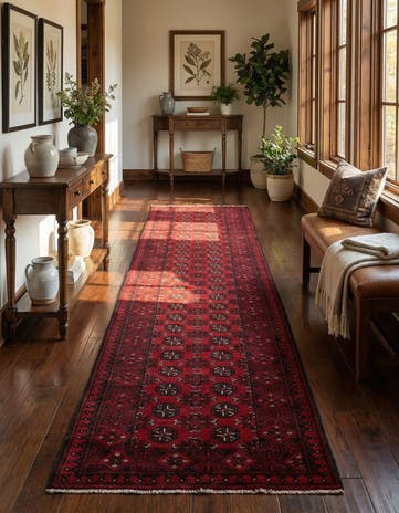 2' 7 x 18' 10 Hand Knotted Afghan Akhche Wool Runner Rug