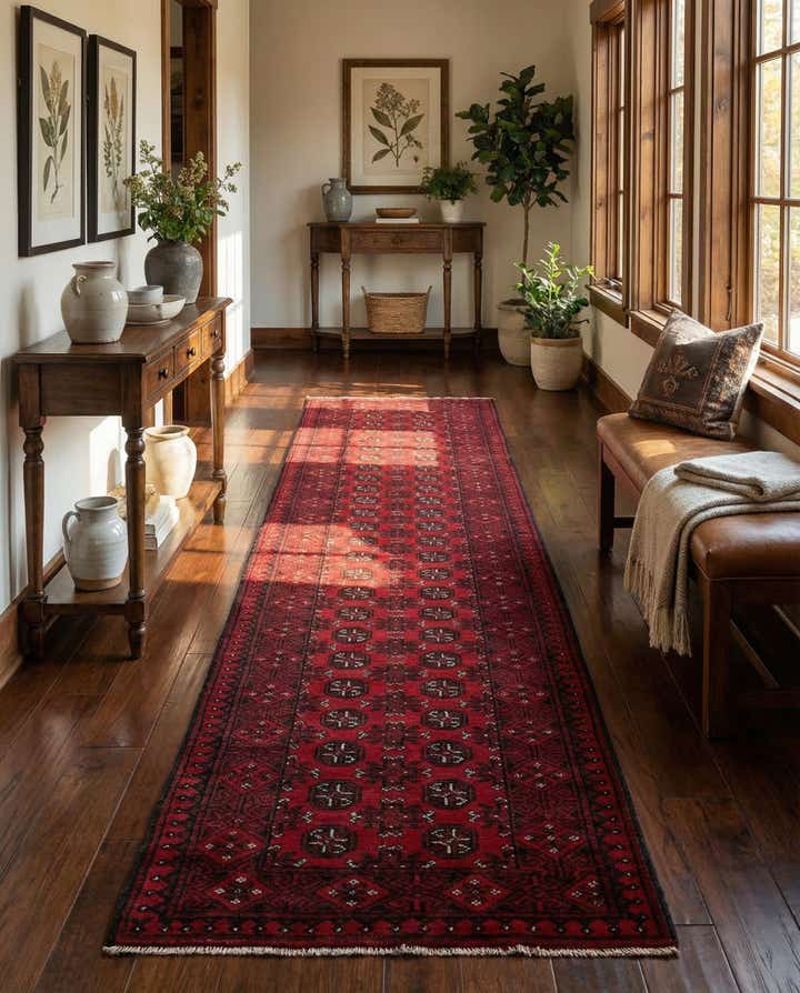 2' 7 x 18' 10 Hand Knotted Afghan Akhche Wool Runner Rug