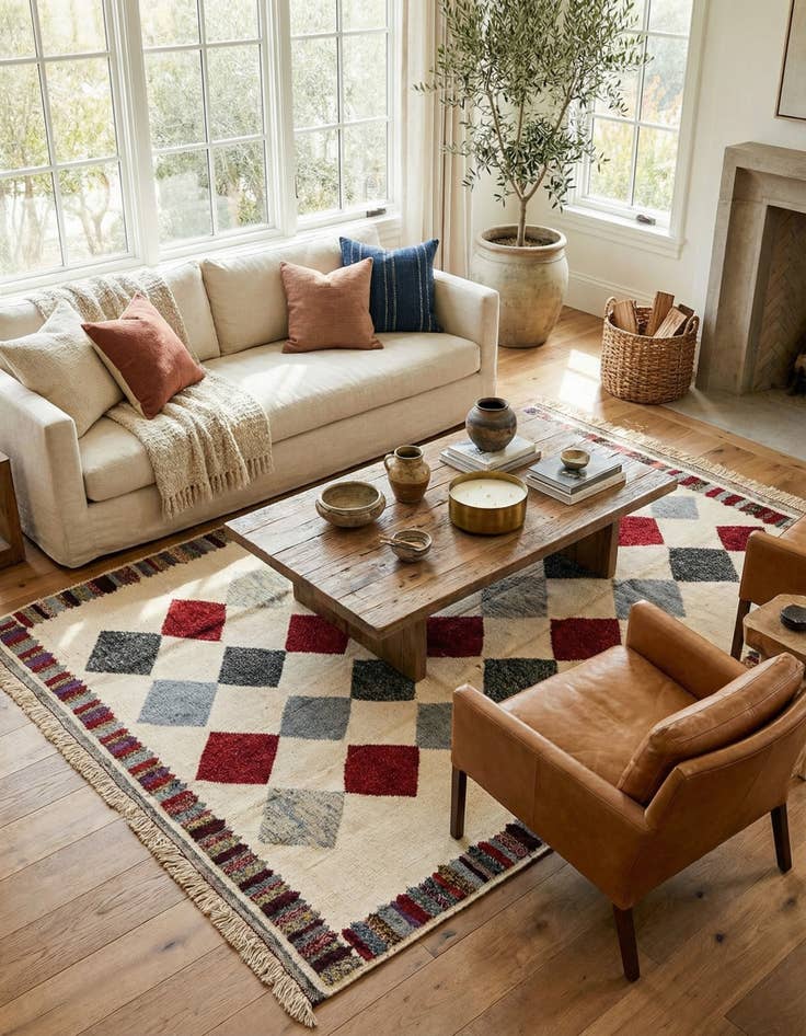 Detail image of 9' 4 x 12' 9  Hand Knotted Moroccan Wool Rug