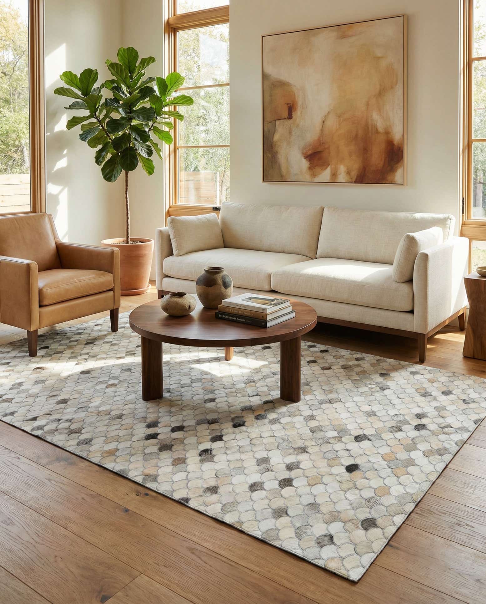 5' x 8' Cowhide Leather Rug