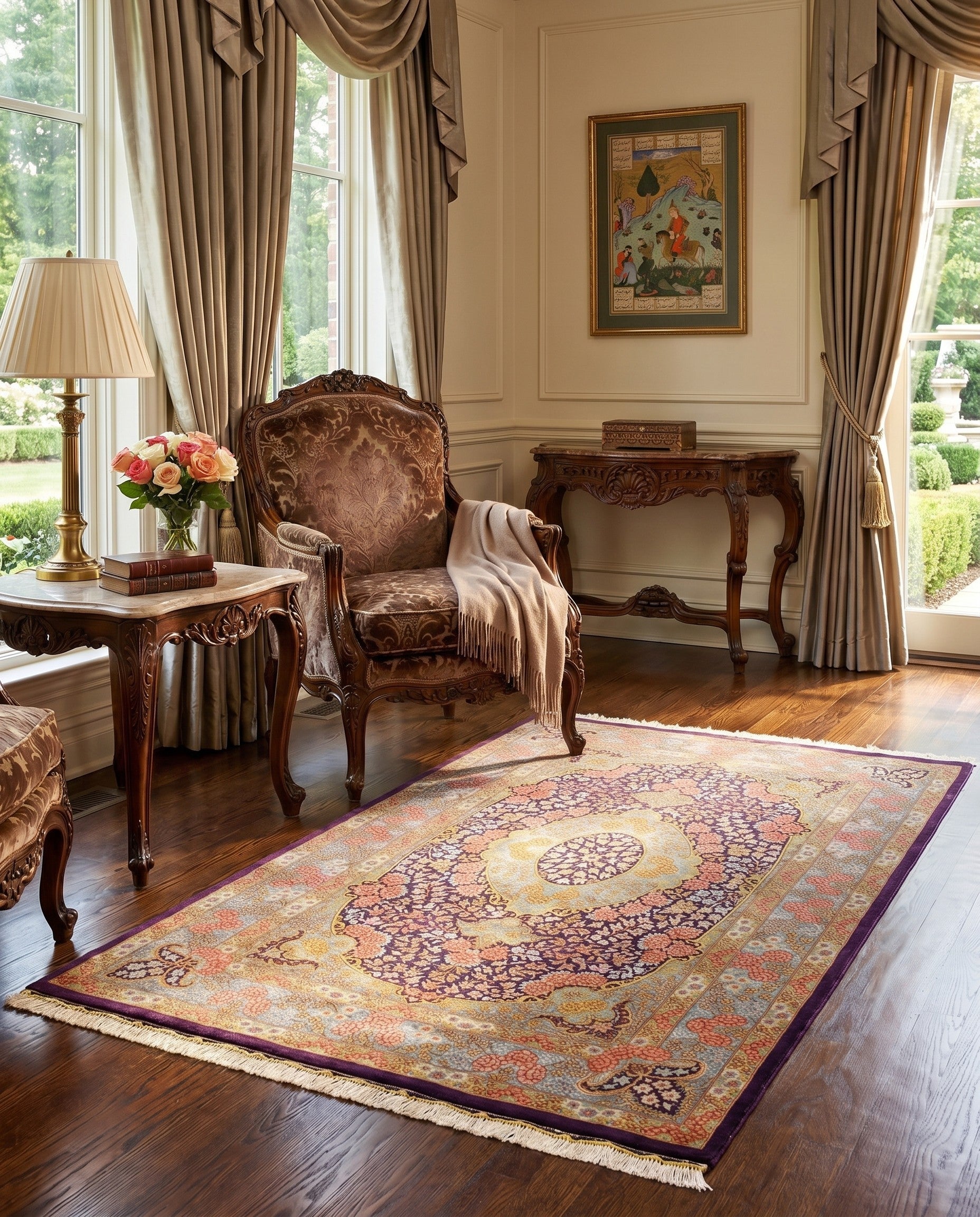 3' 3 x 5' 2 Ghom Silk Rug