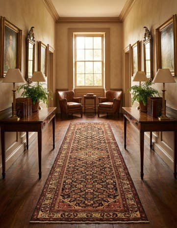 3' 8 x 10' 3 Hand Knotted Hossainabad Persian Wool Runner Rug