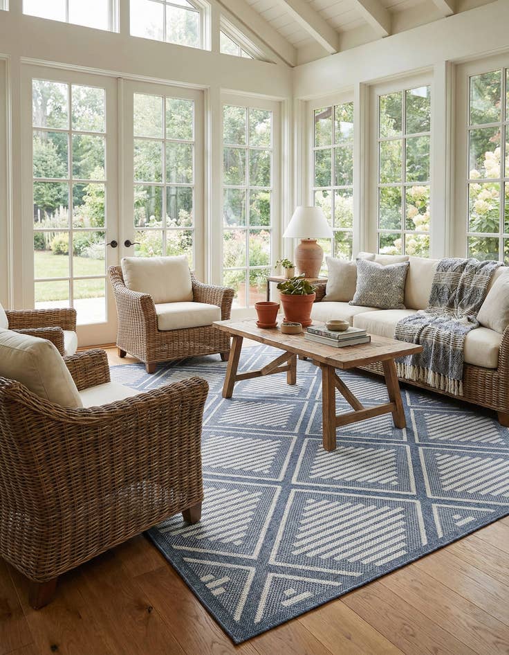 Detail image of  10' x 14'  Washable Lattice Indoor / Outdoor Rug