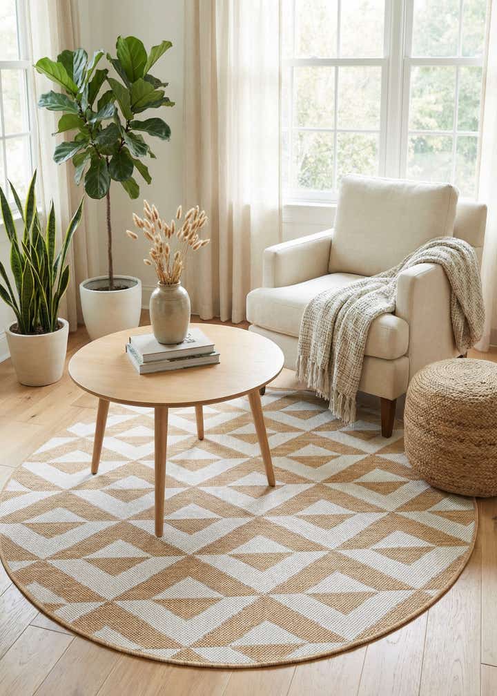 4' x 4' Easy-Clean Jill Zarin Napa Indoor / Outdoor Round Rug