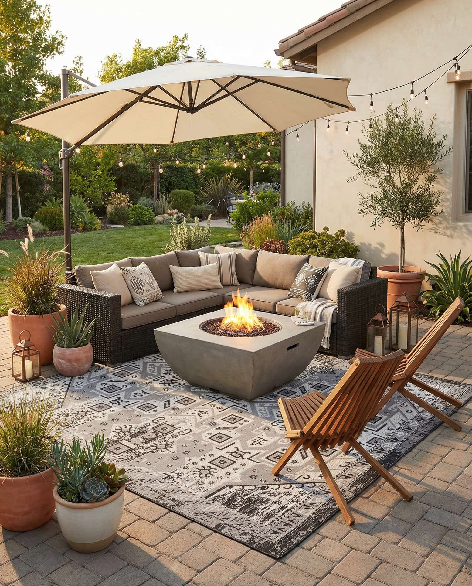 12' x 12' Easy-Clean Aztec Indoor / Outdoor Square Rug