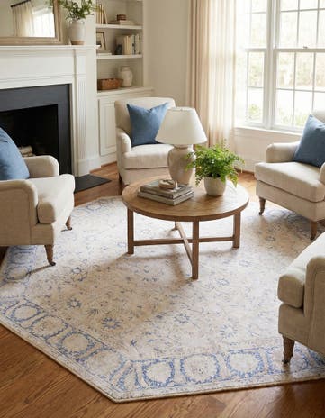 Beige Washable Timeless Octagon Rug