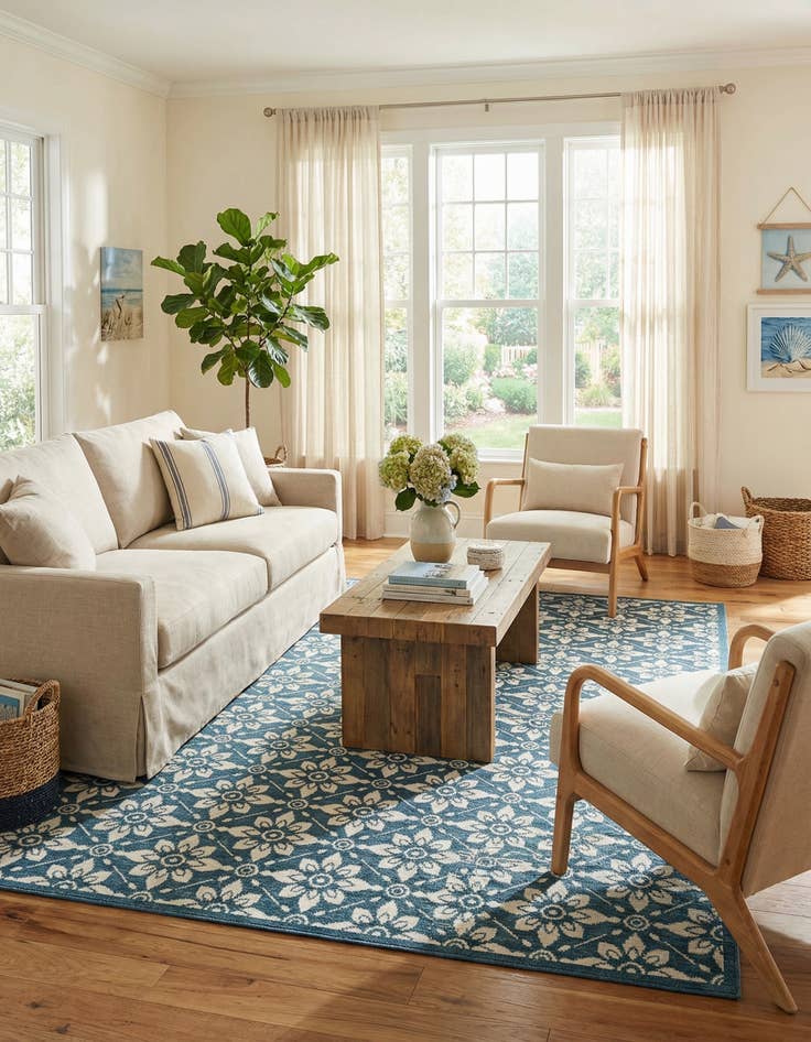 Detail image of 7' 10 x 7' 10  Washable Trellis Indoor / Outdoor Square Rug