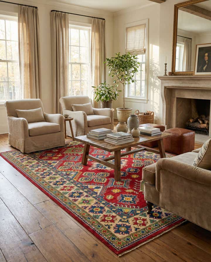 5' 10 x 9' 2 Hand Knotted Kazak Rug