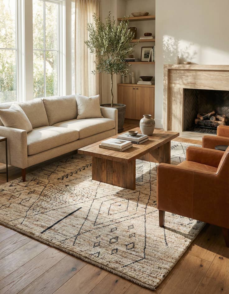 Detail image of 6' 7 x 9' 6  Hand Knotted Moroccan Wool Rug