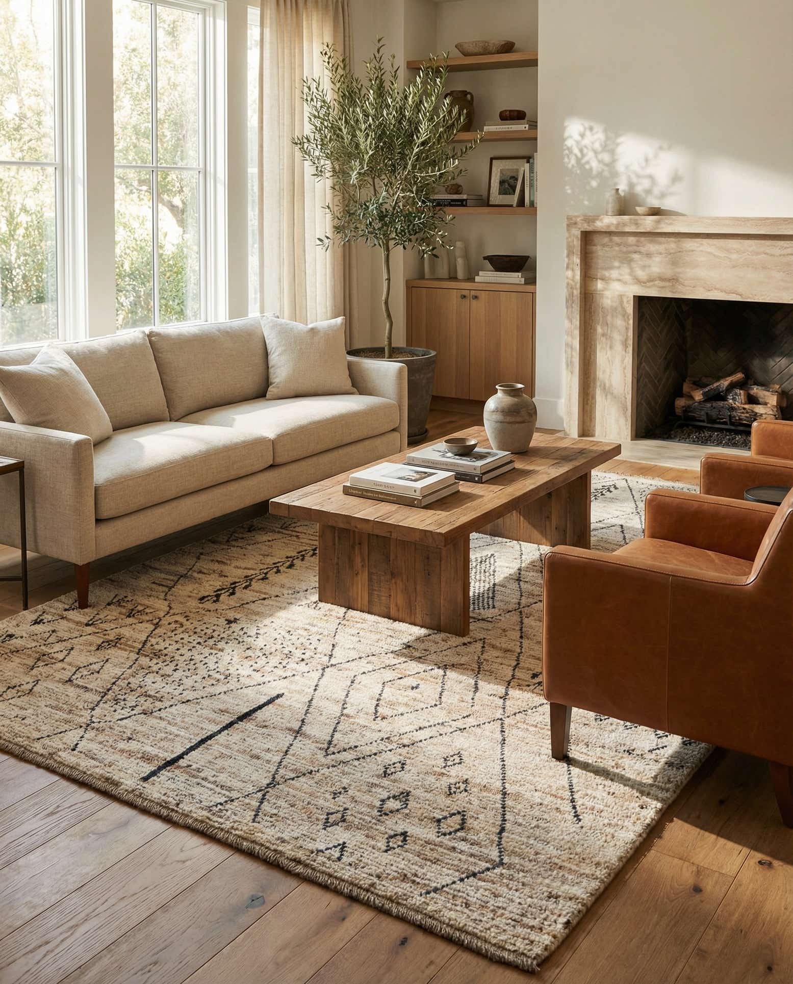 6' 7 x 9' 6 Hand Knotted Moroccan Wool Rug