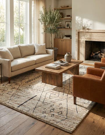6' 7 x 9' 6 Hand Knotted Moroccan Wool Rug