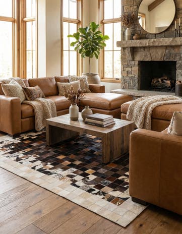 4' 11 x 7' 10 Cowhide Stocks Rug