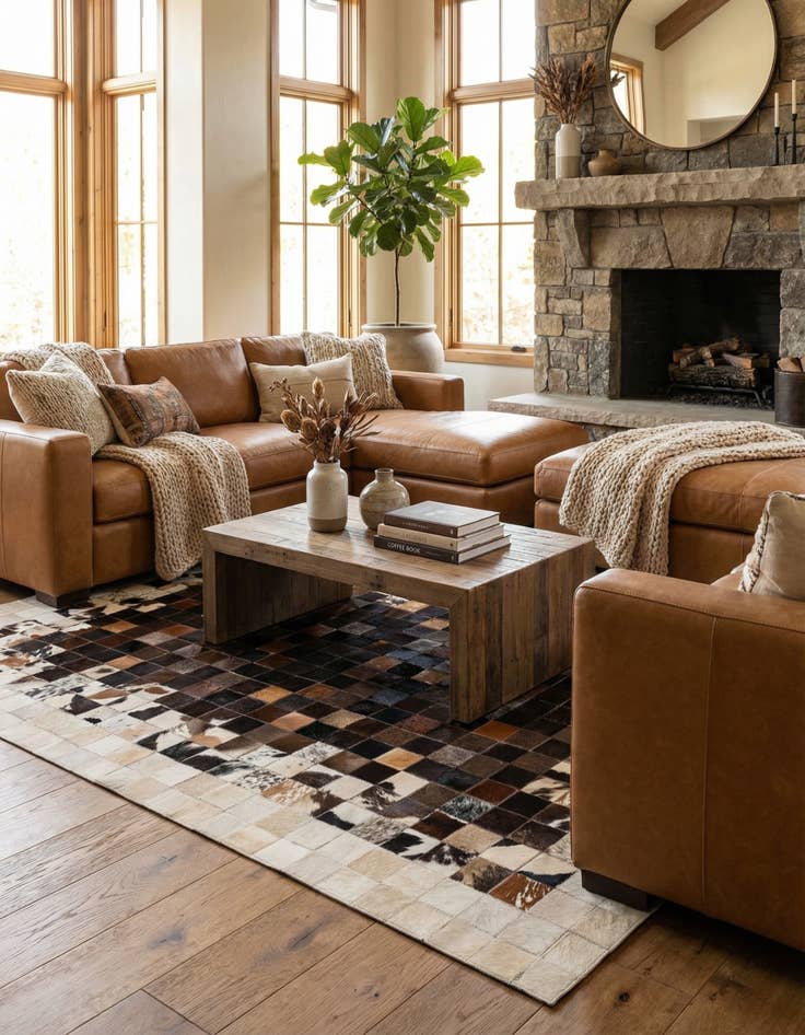 Detail image of 4' 11 x 7' 10 Cowhide Stocks Rug