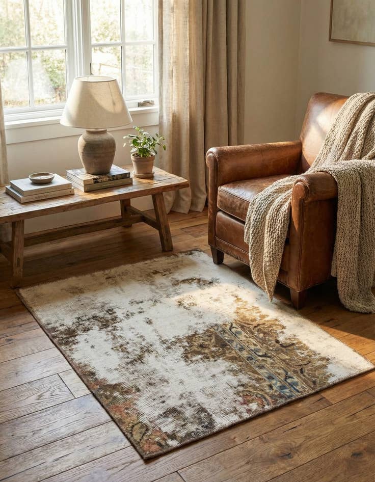 Detail image of 2' 10 x 3' 7  Hand Knotted Ultra Vintage Persian Wool Square Rug