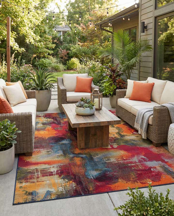 7' x 10' Easy-Clean Modern Indoor / Outdoor Rug