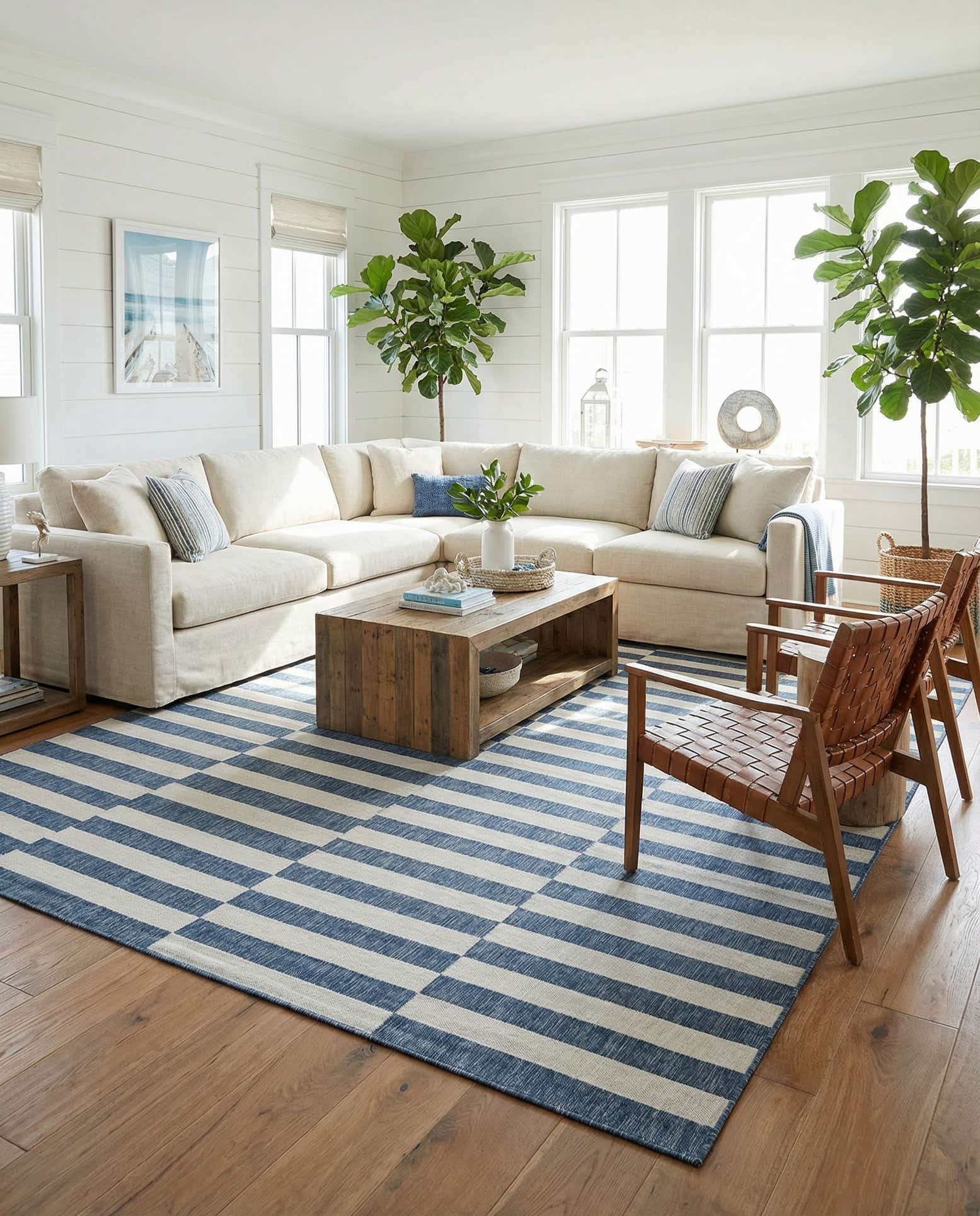10' x 14' Easy-Clean Striped Indoor / Outdoor Rug