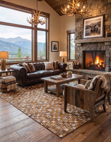 5' x 8' 1 Cowhide Leather Rug
