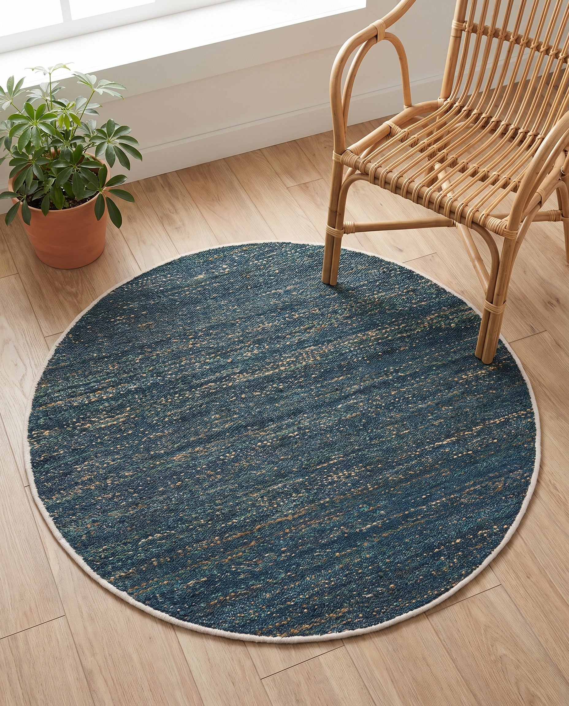 4' 1 x 4' 1 Hand Woven Palm Beach Jute Round Rug