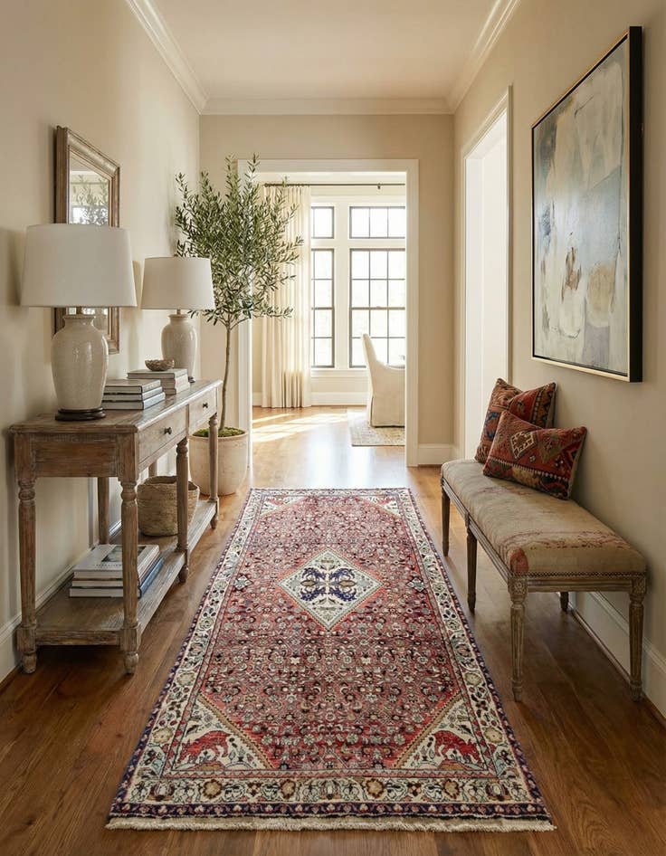 Detail image of 4' 3 x 10' 5  Hand Knotted Hossainabad Persian Wool Runner Rug