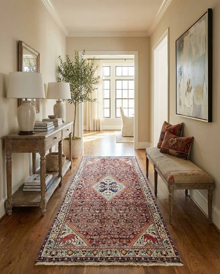 Detail image of 4' 3 x 10' 5 Hand Knotted Hossainabad Persian Wool Runner Rug