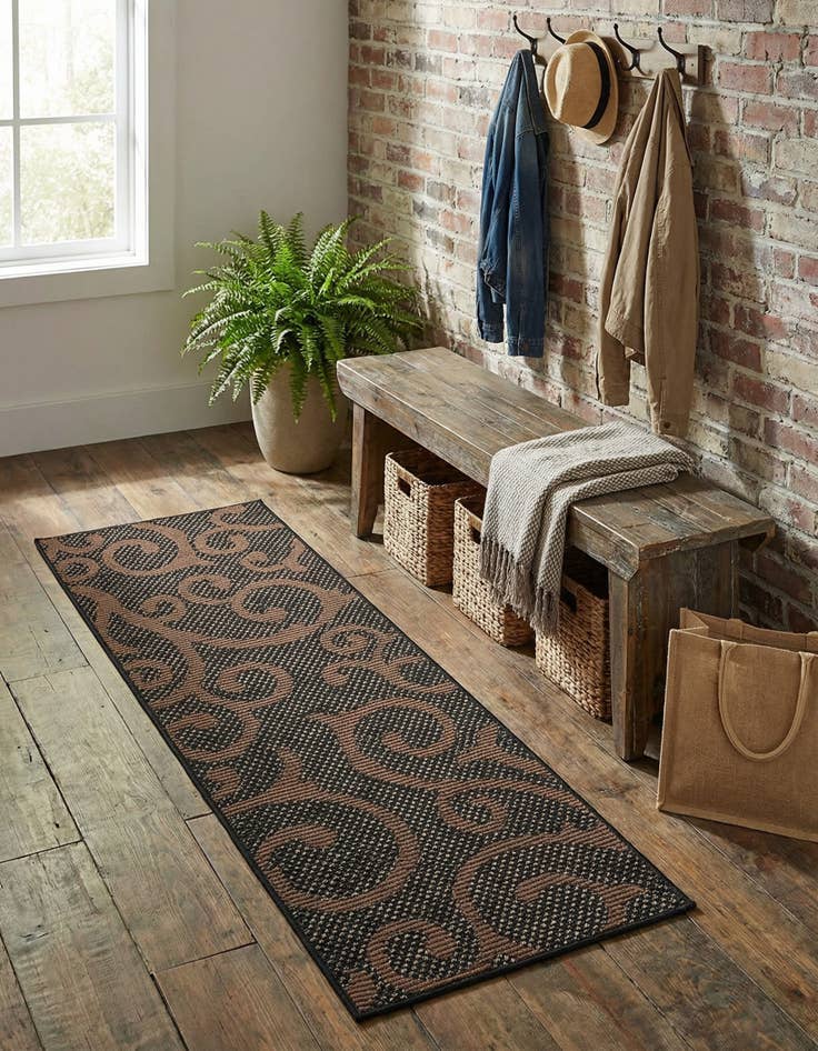 Detail image of 2' x 6'  Washable Botanical Indoor / Outdoor Runner Rug