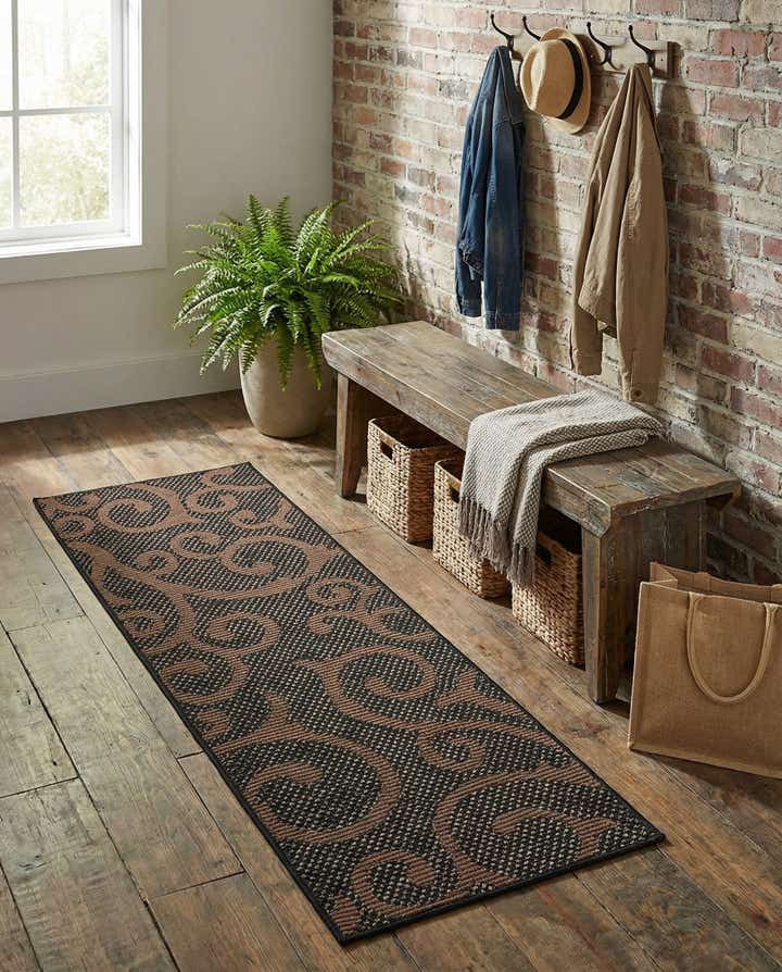 2' x 6' Easy-Clean Botanical Indoor / Outdoor Runner Rug