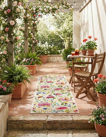 2' x 8' Easy-Clean Botanical Indoor / Outdoor Runner Rug