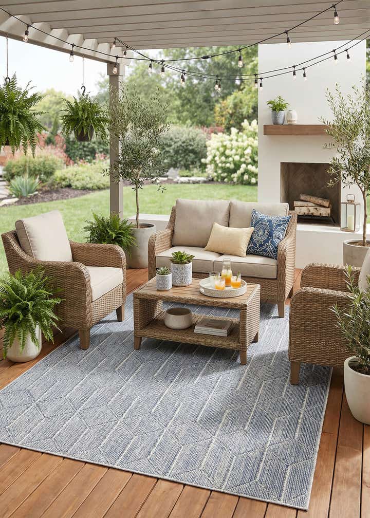 5' 3 x 8' Easy-Clean Trellis Indoor / Outdoor Rug