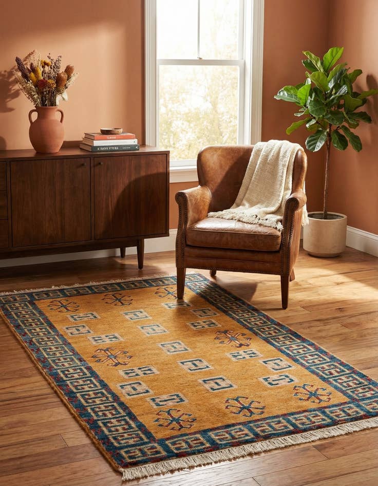 Detail image of  2' 8 x 4' 1  Hand Knotted Ziegler Wool Rug