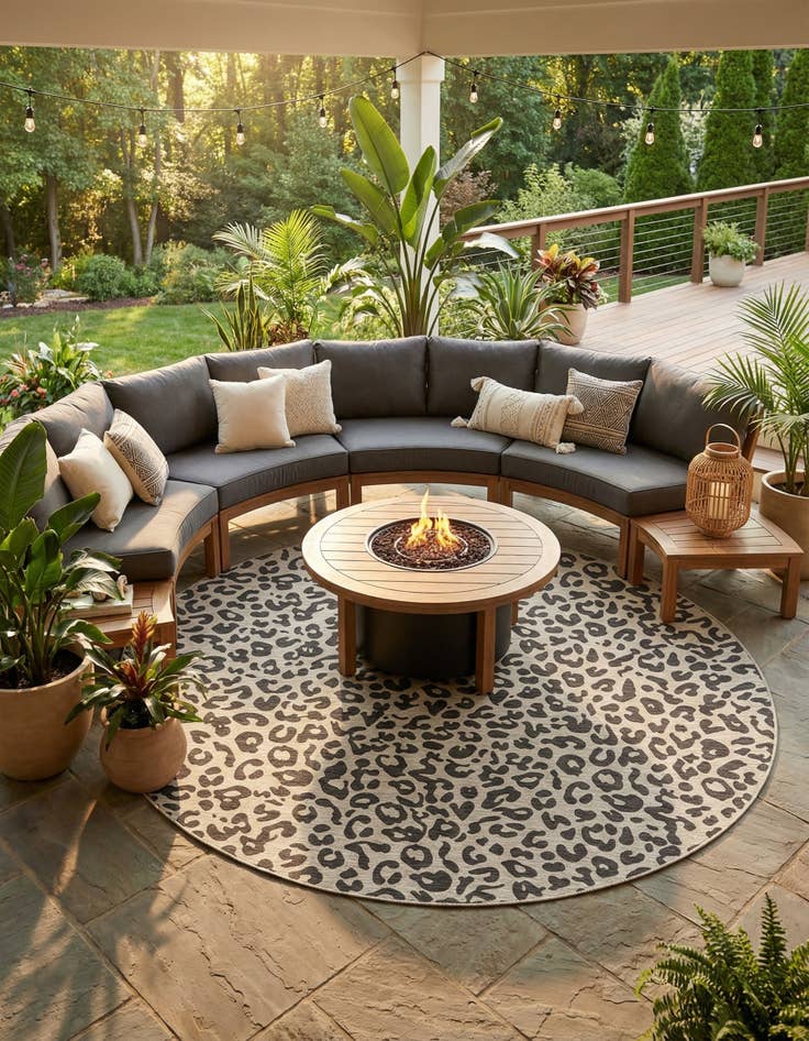Detail image of 13' x 13'  Washable Safari Indoor / Outdoor Round Rug