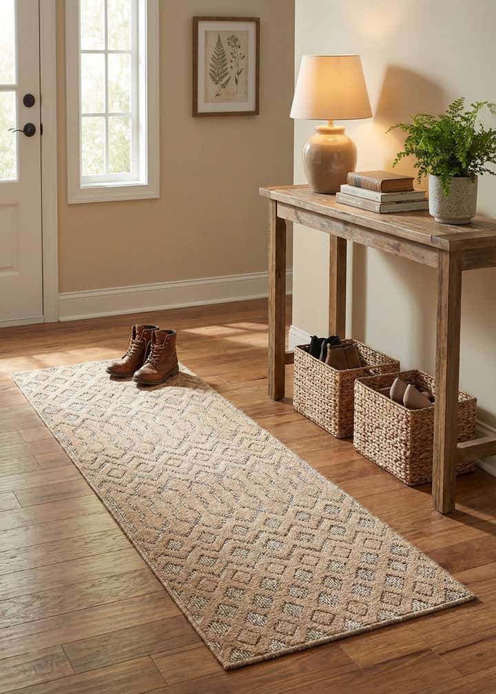 2' x 6' Easy-Clean Trellis Textured Indoor / Outdoor Runner Rug