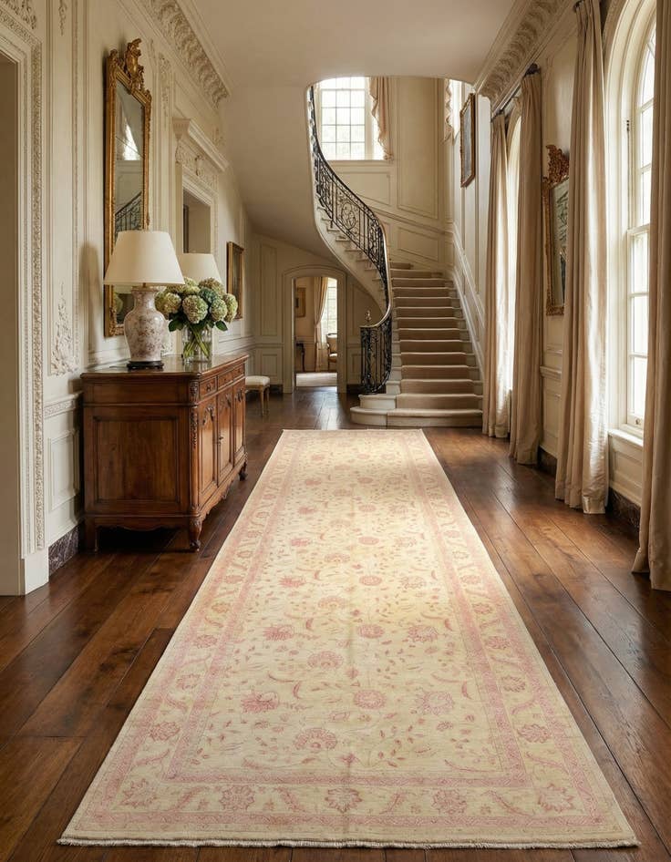 Detail image of 7' 4 x 21' 7 Hand Knotted Peshawar Ziegler Oriental Runner Rug