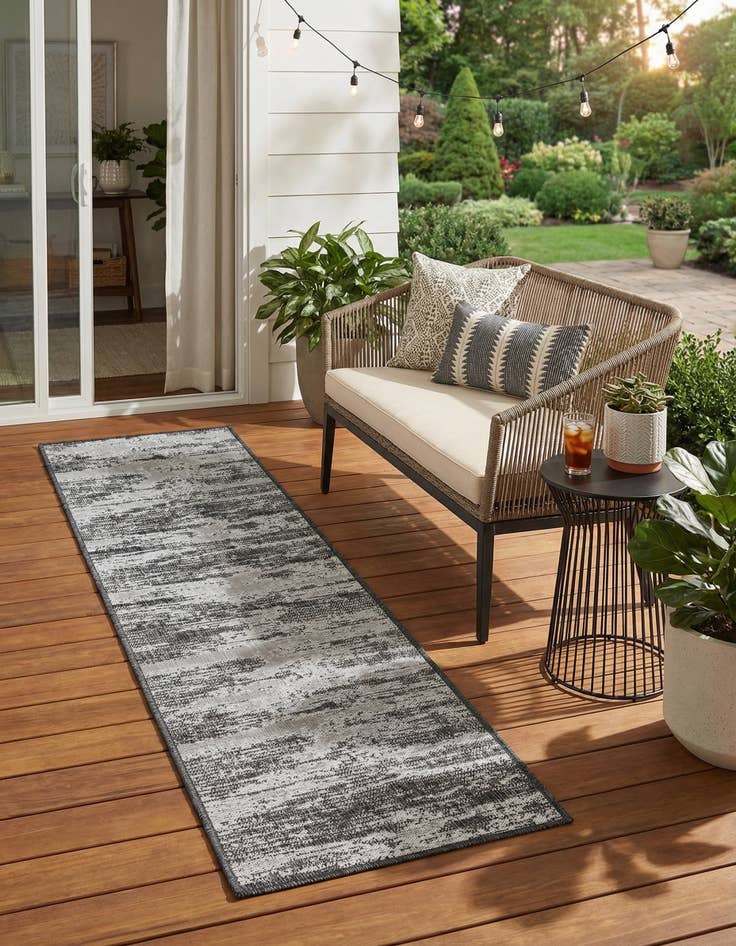 Detail image of 2' x 8'  Washable Modern Indoor / Outdoor Runner Rug