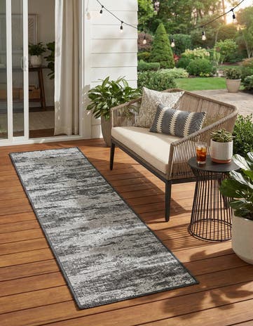 Charcoal Easy-Clean Modern Indoor / Outdoor Runner Rug