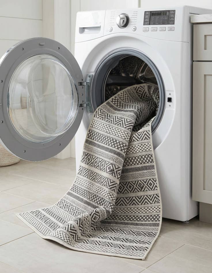 Detail image of 2' x 6'  Washable Striped Indoor / Outdoor Runner Rug