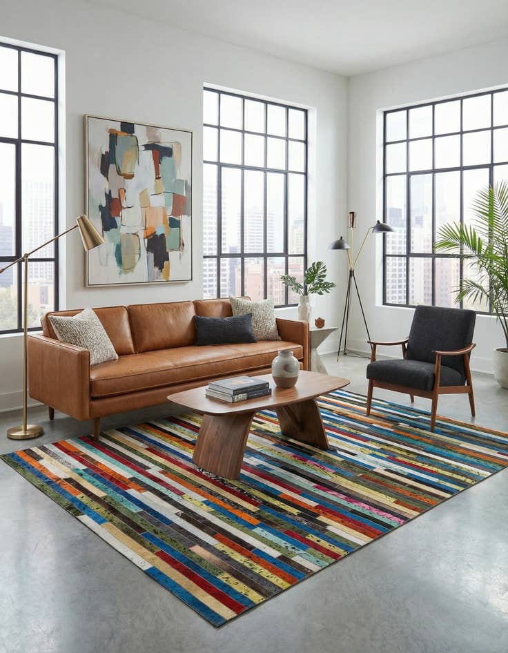 Detail image of  5' 1 x 8' 1 Cowhide - Patchwork Rug