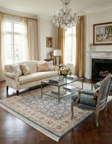 Blue Qom Bamboo Silk Rug