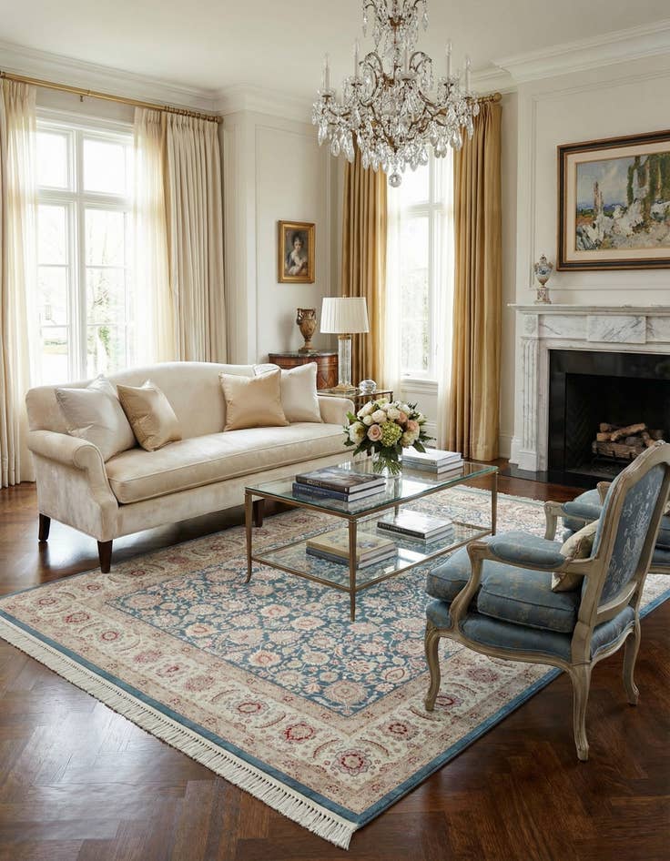 Detail image of  5' x 7' 5 Qom Bamboo Silk Rug