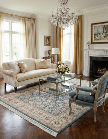 Blue Qom Bamboo Silk Rug