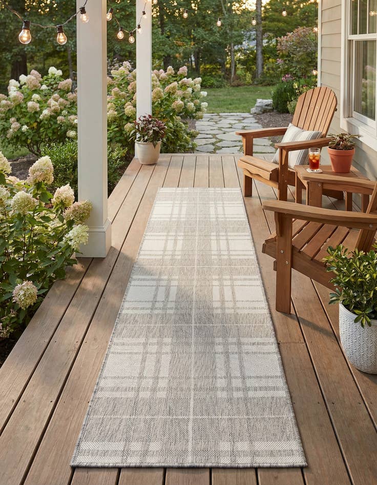 Detail image of 2' x 8' Easy-Clean Checkered Indoor / Outdoor Runner Rug