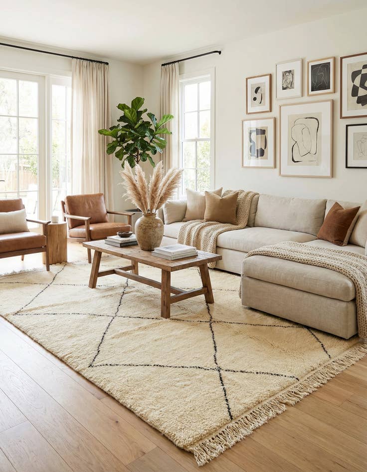 Detail image of 6' 6 x 9' 5  Hand Knotted Moroccan Wool Rug