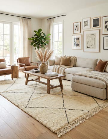 6' 6 x 9' 5 Hand Knotted Moroccan Wool Rug