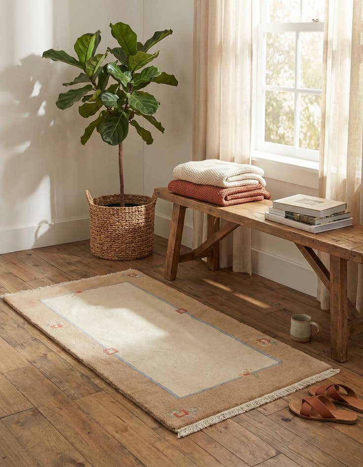 Detail image of  2' 4 x 4' 7  Hand Knotted Nepal Wool Rug