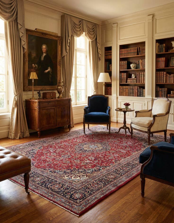 Detail image of 9' 7 x 13'  Hand Knotted Mashad Persian Wool Rug