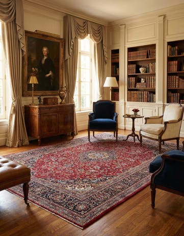 9' 7 x 13' Hand Knotted Mashad Persian Wool Rug