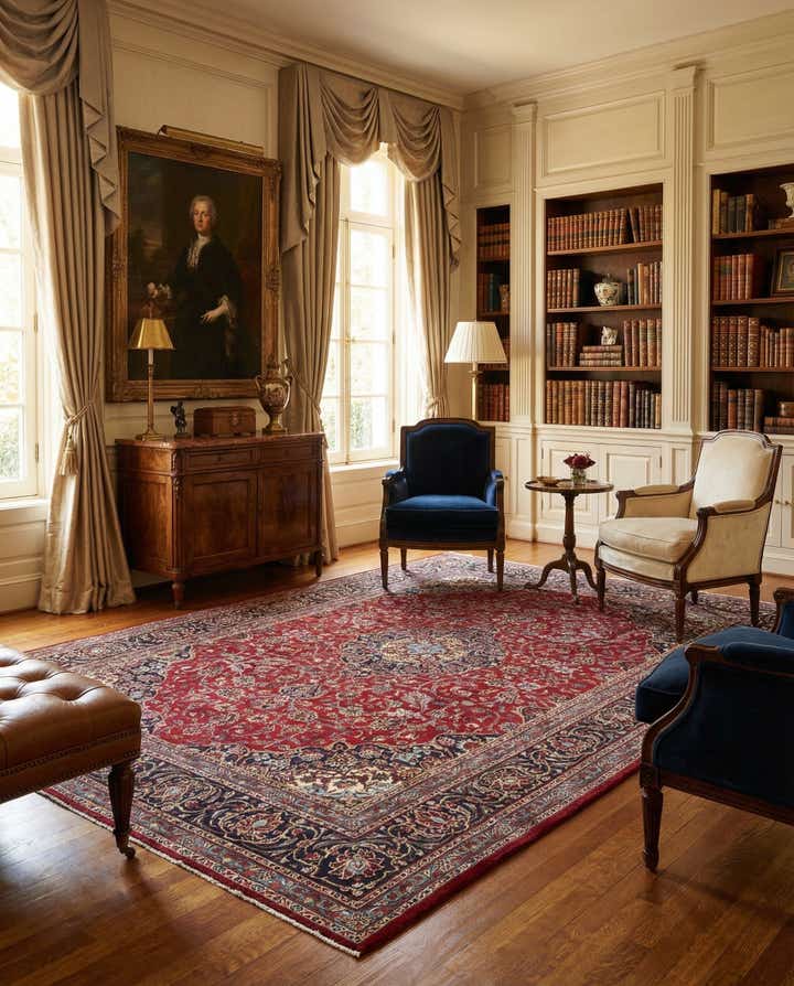 9' 7 x 13' Hand Knotted Mashad Persian Wool Rug