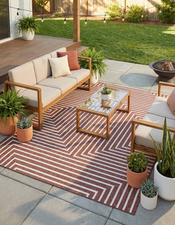 Detail image of  7' 10 x 10'  Washable Modern Indoor / Outdoor Rug