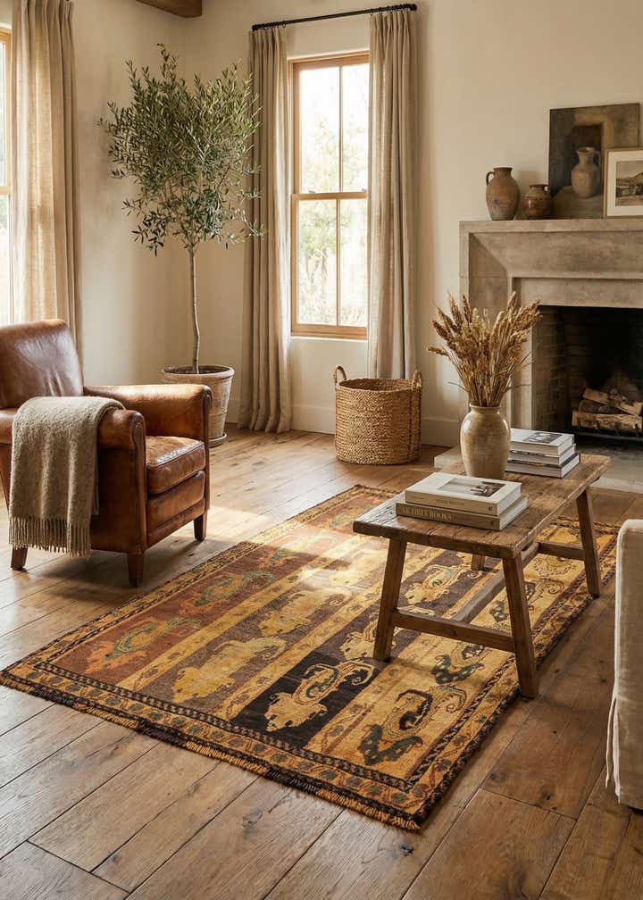 3' 9 x 6' 3 Gabbeh Wool Rug